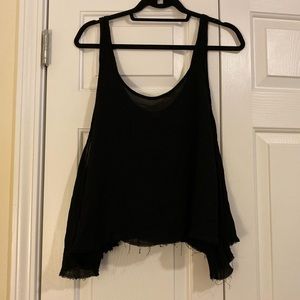 Free People Intimates Black Frayed Tank